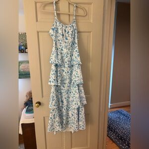 Floral Blue and White Dress
